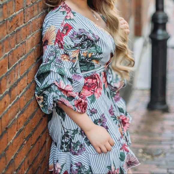 Floral Bow Tie Wrap Dress - Picture 2 of 8